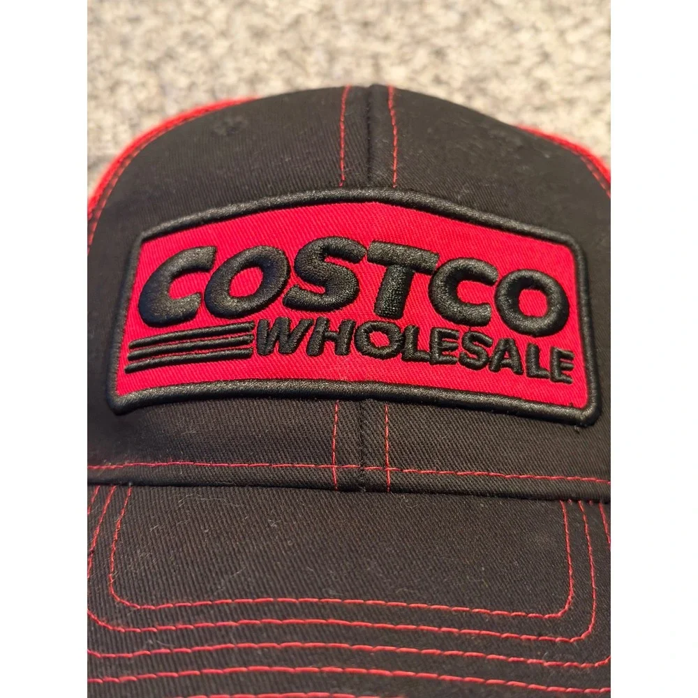 Costco Wholesale‎ Hat Mens OSFM Black Red Trucker Snapback Mesh Patch Cap
